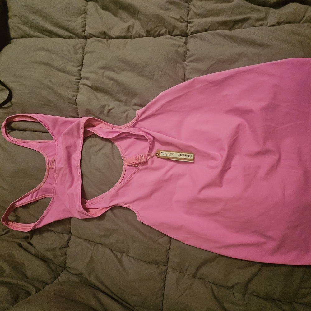 SKIMS Pink Swim Coverup Halter Style